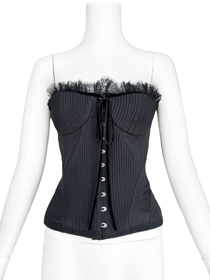 Alexander McQueen A/W 2002 'Supercalifragilistic' Black Silk Corset Top