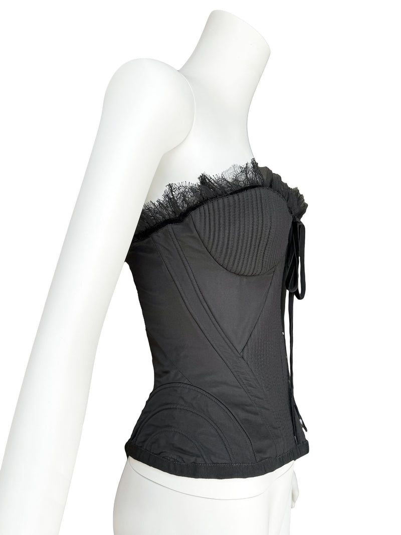 Alexander McQueen A/W 2002 'Supercalifragilistic' Black Silk Corset Top