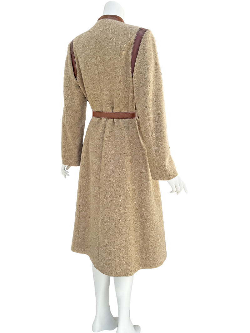 Alexander McQueen A/W 2002 Brown Wool & Leather Coat