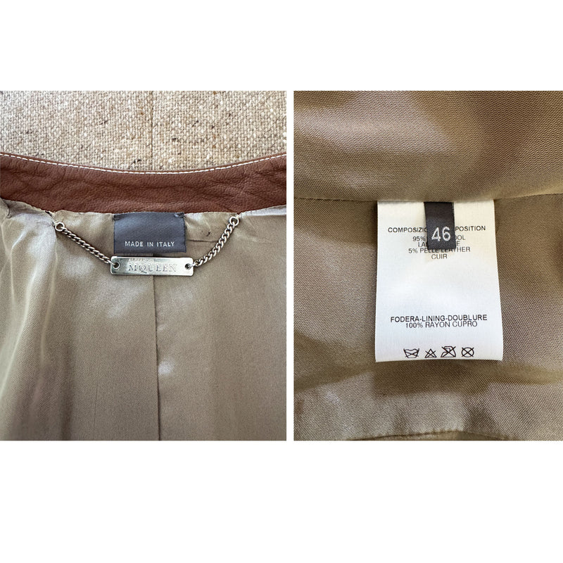 Alexander McQueen A/W 2002 Brown Wool & Leather Coat