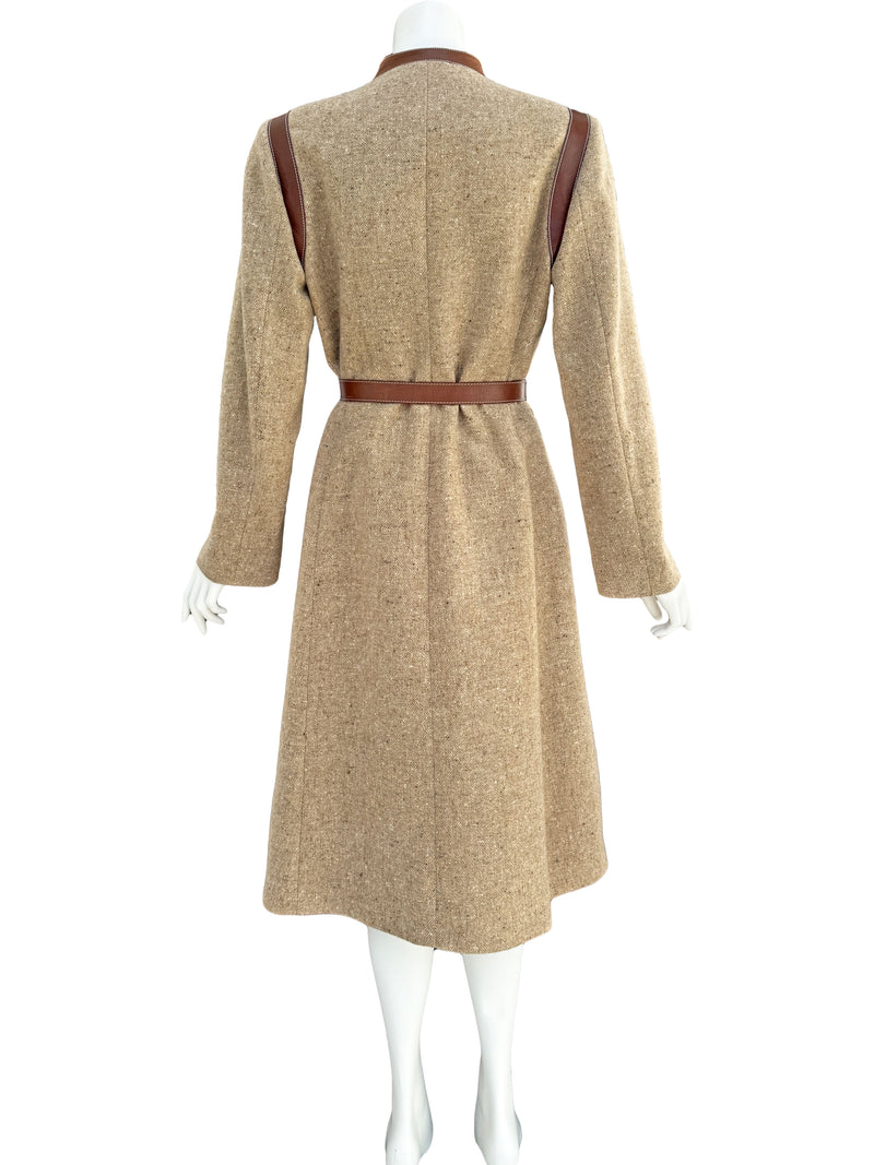 Alexander McQueen A/W 2002 Brown Wool & Leather Coat