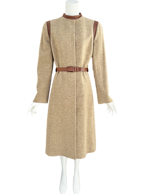 Alexander McQueen A/W 2002 Brown Wool & Leather Coat