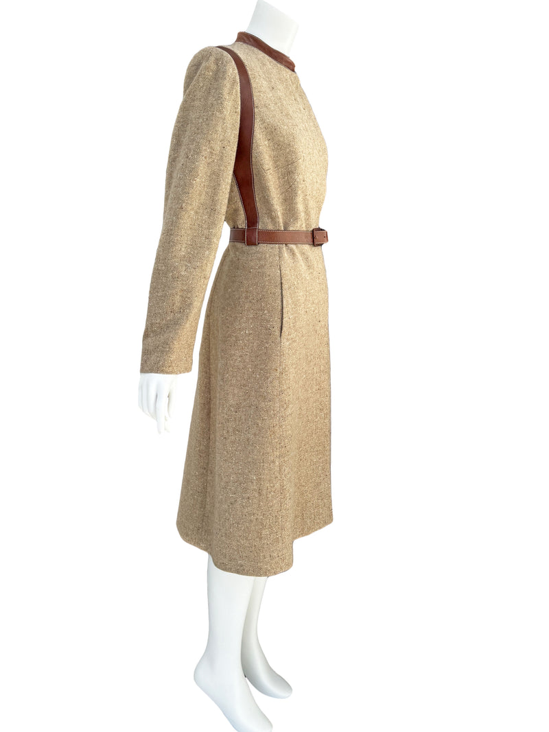 Alexander McQueen A/W 2002 Brown Wool & Leather Coat