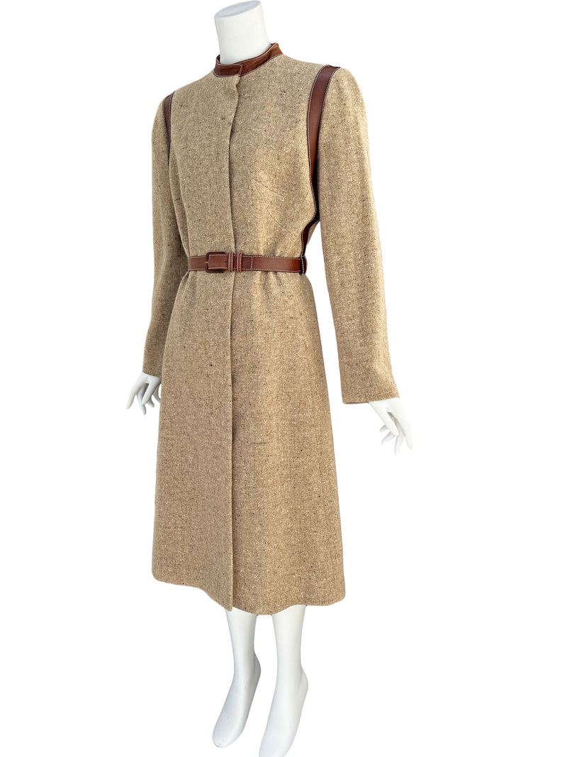 Alexander McQueen A/W 2002 Brown Wool & Leather Coat