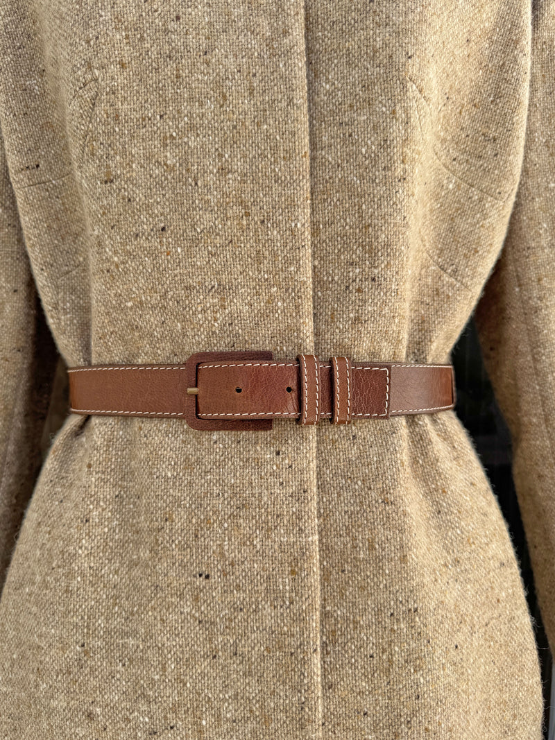 Alexander McQueen A/W 2002 Brown Wool & Leather Coat