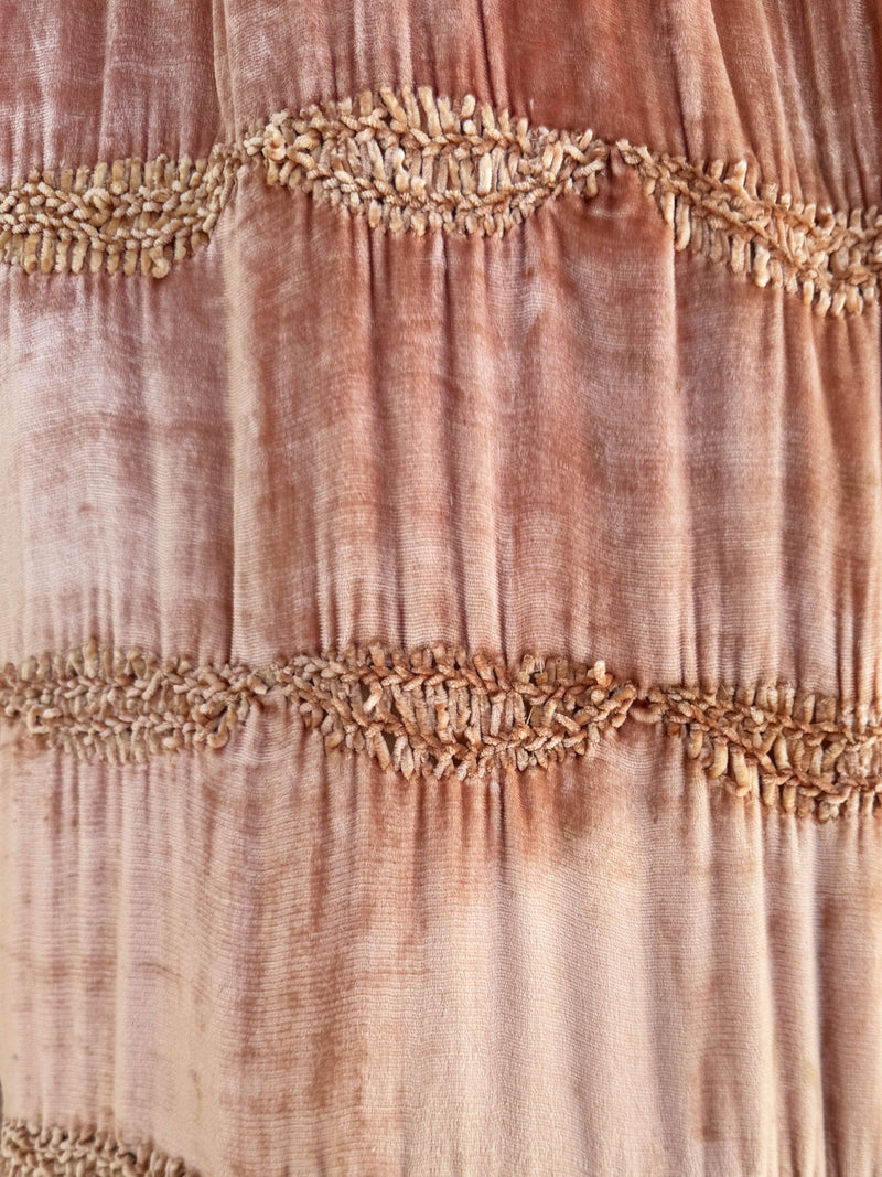 1920s French Couture Pink Silk Velvet Dress & Coat  Set