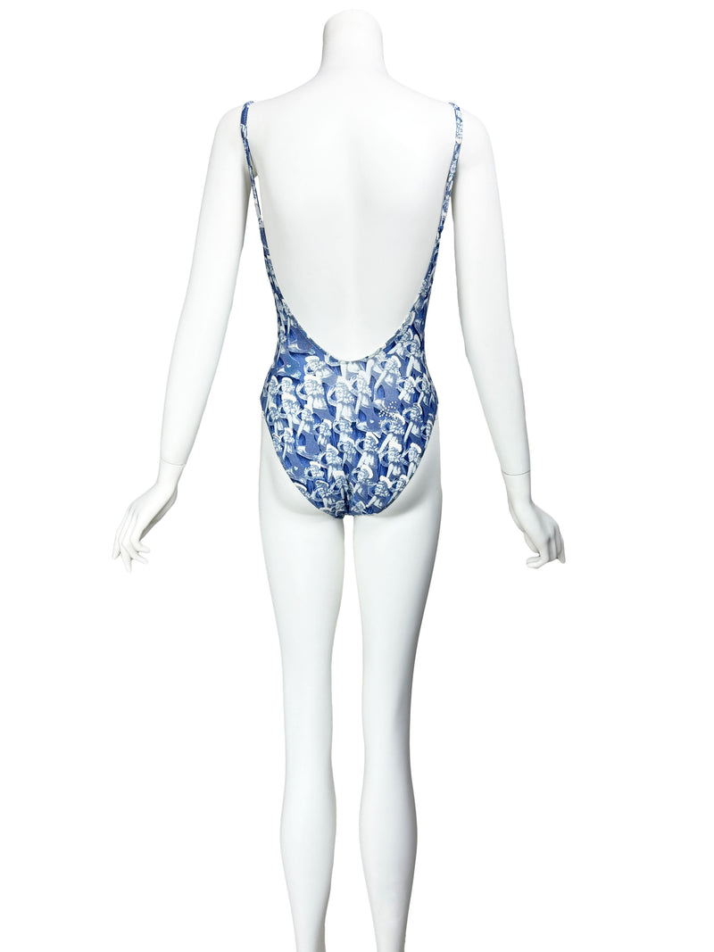 Blumarine Follies 1990s Pinup Girl Print Swimsuit