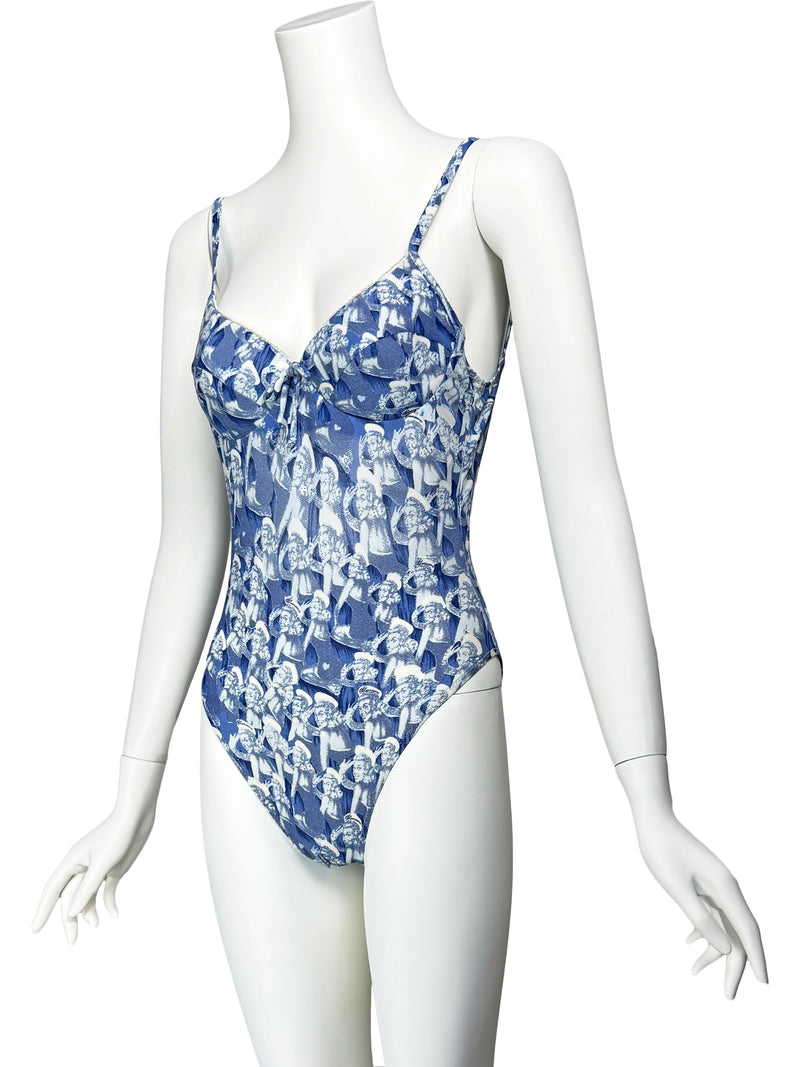 Blumarine Follies 1990s Pinup Girl Print Swimsuit