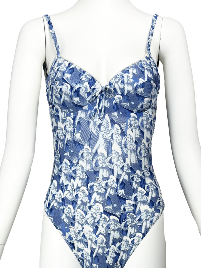 Blumarine Follies 1990s Pinup Girl Print Swimsuit