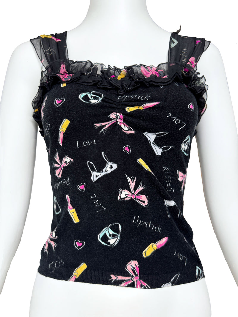 Blugirl Blumarine Y2K  Lipstick Print Top