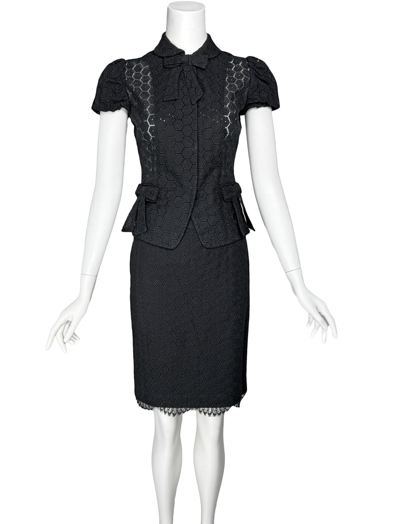 Blumarine Y2K Eyelet Skirt Suit