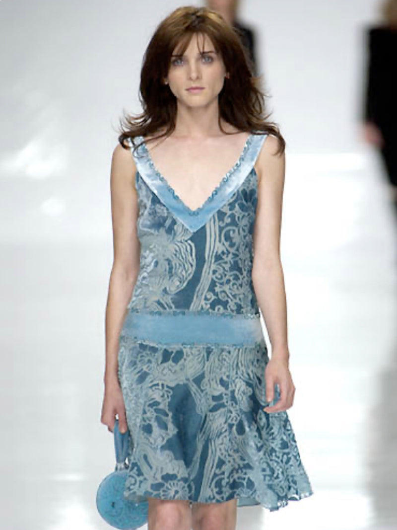 Blumarine A/W 2002 Pink Devoré Velvet Mini Dress