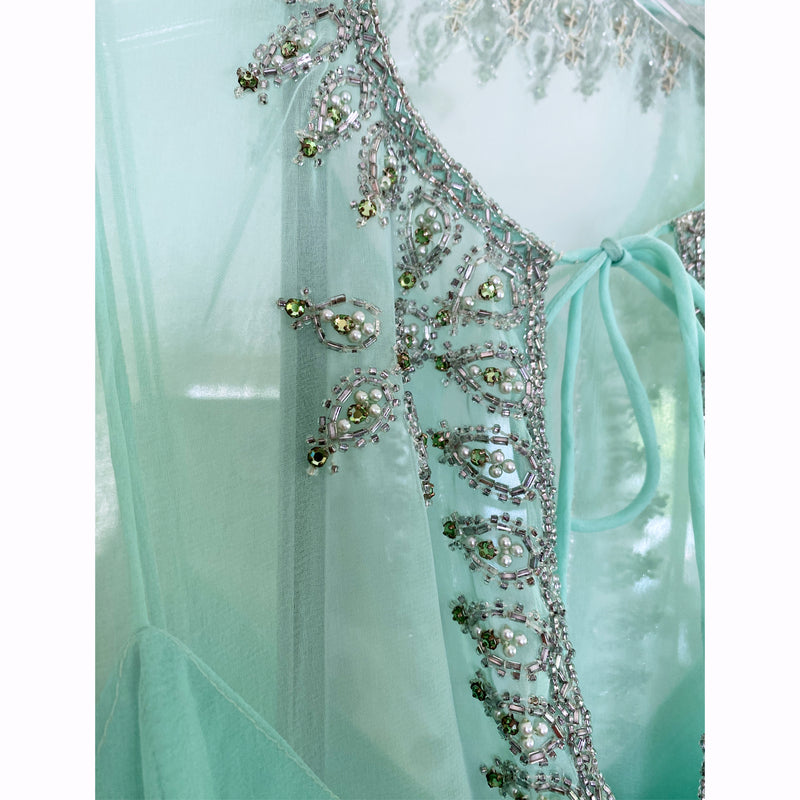 Victoria Royal 1970s Beaded Chiffon Caftan