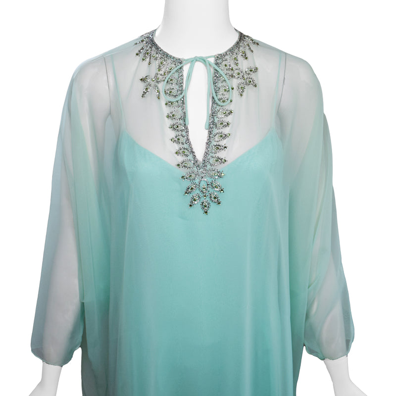 Victoria Royal 1970s Beaded Chiffon Caftan