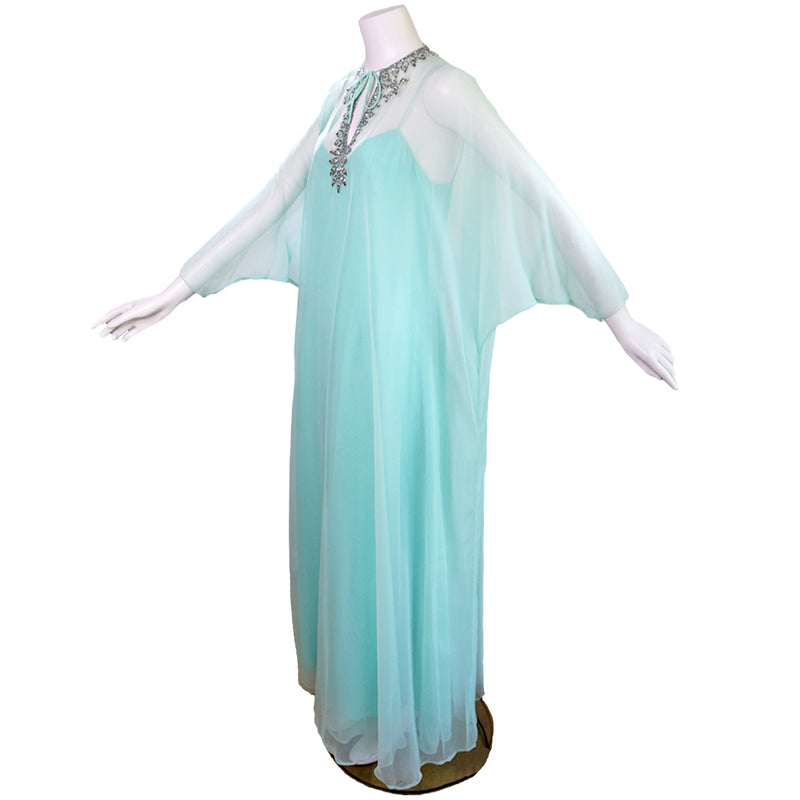 Victoria Royal 1970s Beaded Chiffon Caftan