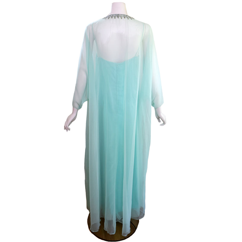 Victoria Royal 1970s Beaded Chiffon Caftan