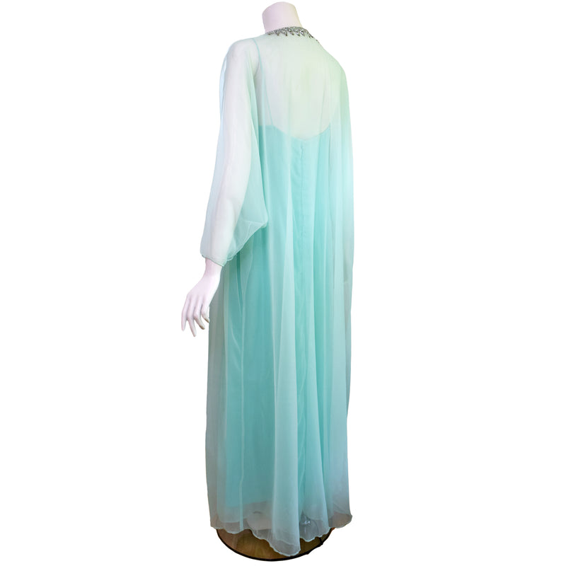 Victoria Royal 1970s Beaded Chiffon Caftan