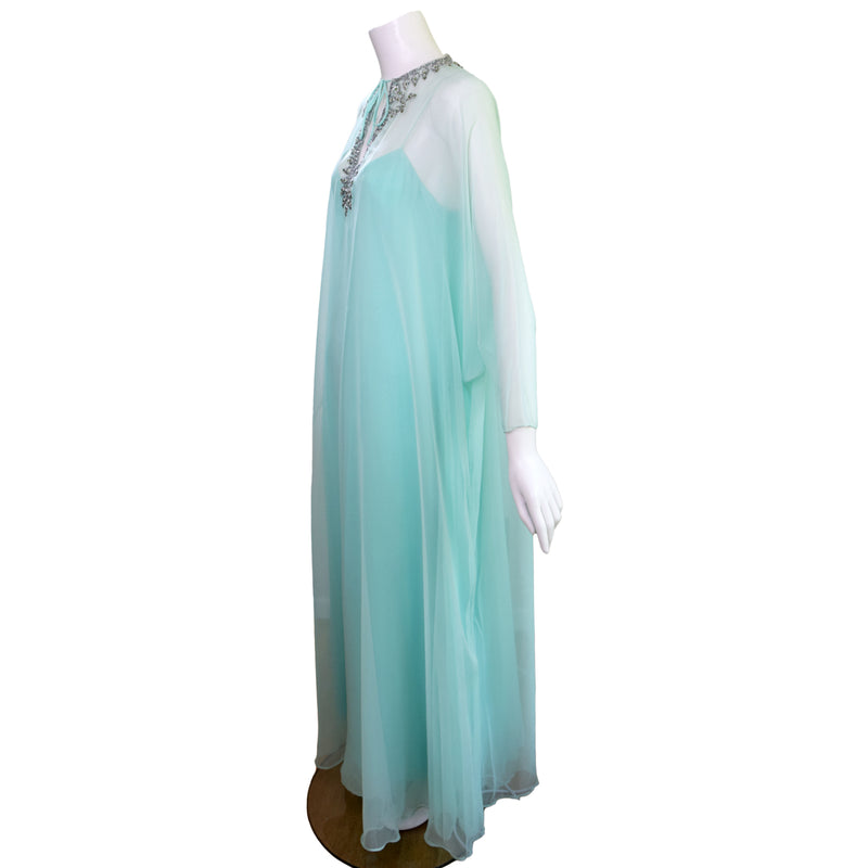 Victoria Royal 1970s Beaded Chiffon Caftan