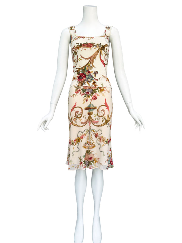 Dior by John Galliano A/W 2002 Chinoiserie Print Top & Skirt Set