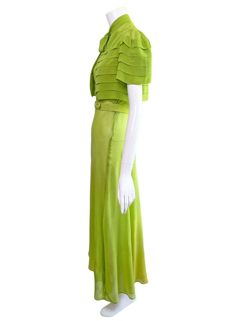 1930s Deco Silk Dress & Jacket Set
