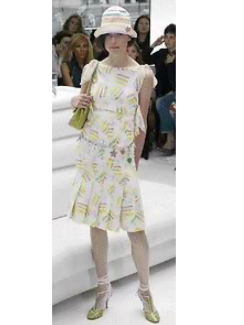 Chanel Cruise 2004 CC Logo and Cake Print Silk Skirt