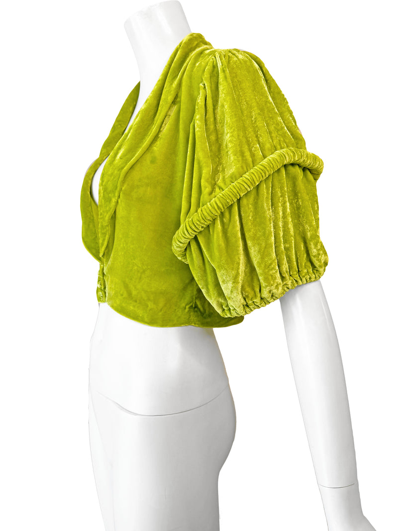 Art Deco 1930s Chartreuse Velvet Jacket