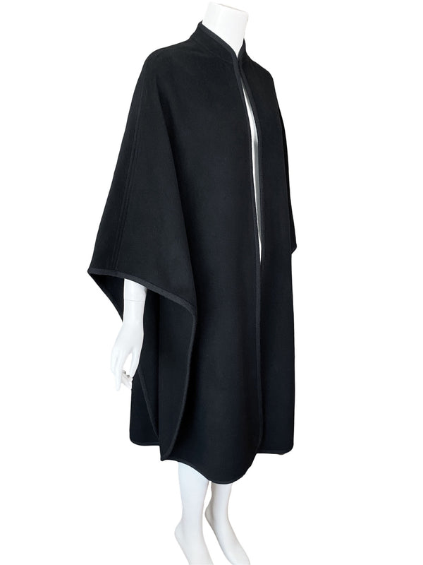 1970s Black Wool Cape