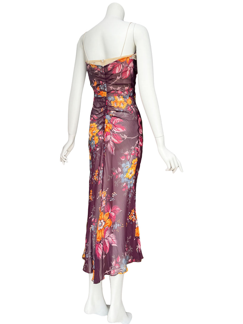 D&G Dolce & Gabbana A/W 2004 Floral Silk Chiffon Dress