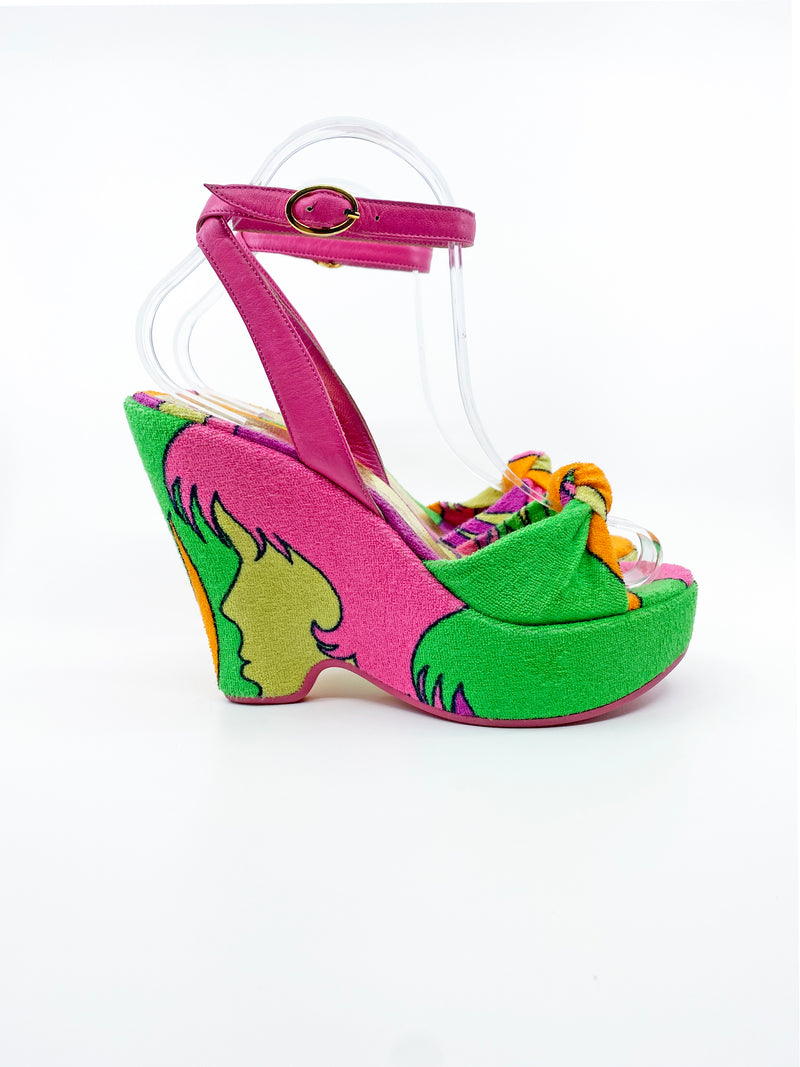 D&G Dolce & Gabbana Y2K Neon Terry Wedges