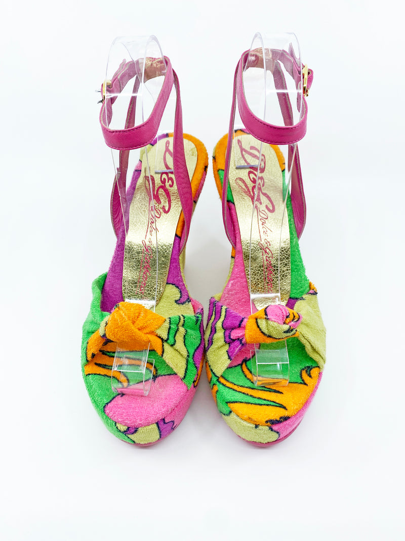 D&G Dolce & Gabbana Y2K Neon Terry Wedges