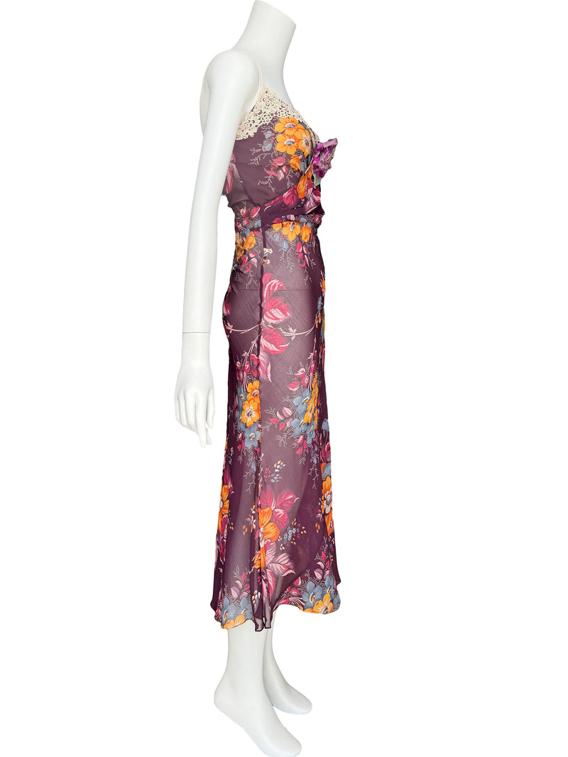 D&G Dolce & Gabbana A/W 2004 Floral Silk Chiffon Dress