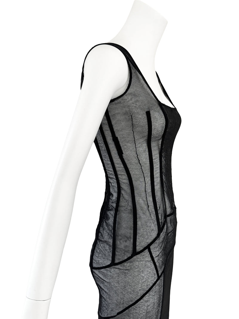 Dolce & Gabbana A/W 1997 Black Mesh Corset Dress Sweet Disorder Vintage Dolce & Gabbana A/W 1997 Black Mesh Corset Dress Sweet Disorder Vintage