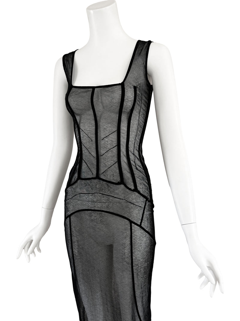 Dolce & Gabbana A/W 1997 Black Mesh Corset Dress