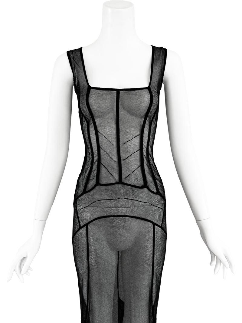 Dolce & Gabbana A/W 1997 Black Mesh Corset Dress