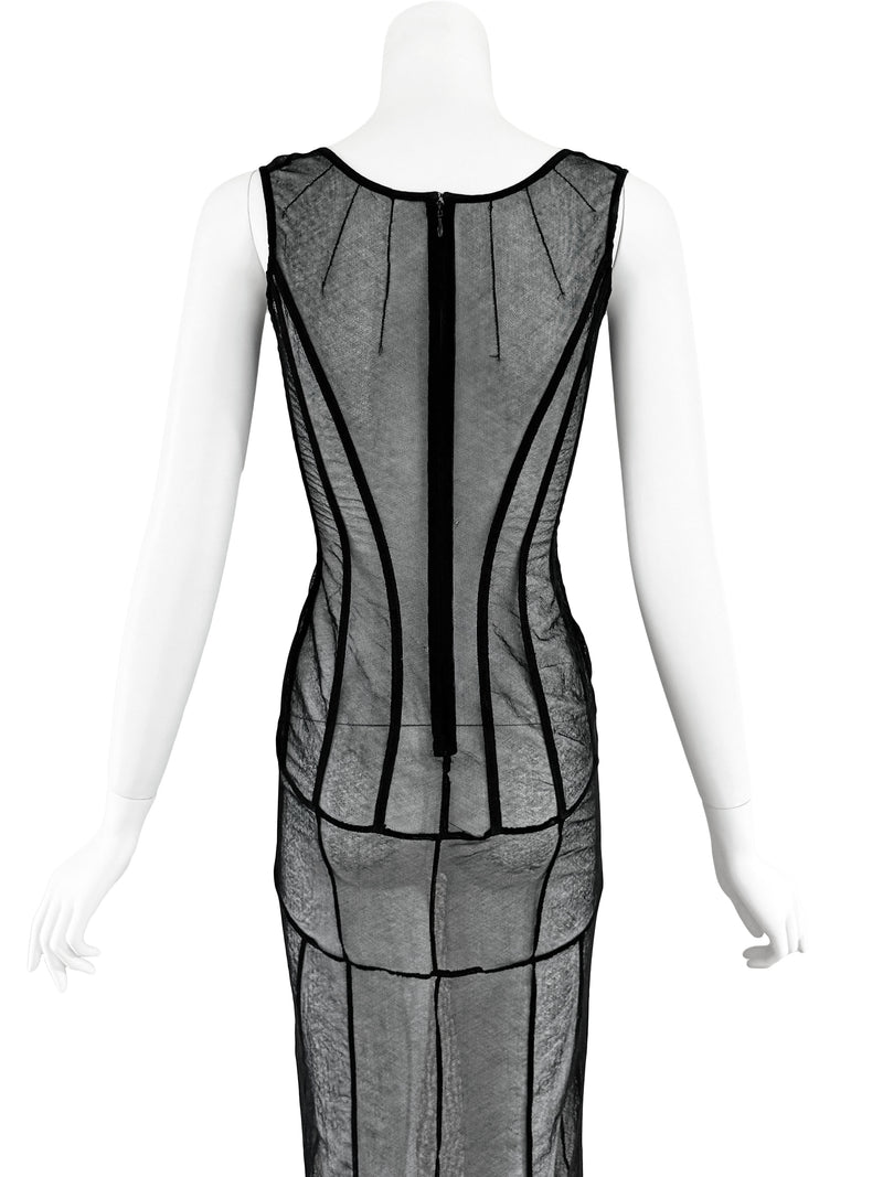 Dolce & Gabbana A/W 1997 Black Mesh Corset Dress