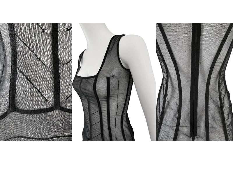 Dolce & Gabbana A/W 1997 Black Mesh Corset Dress
