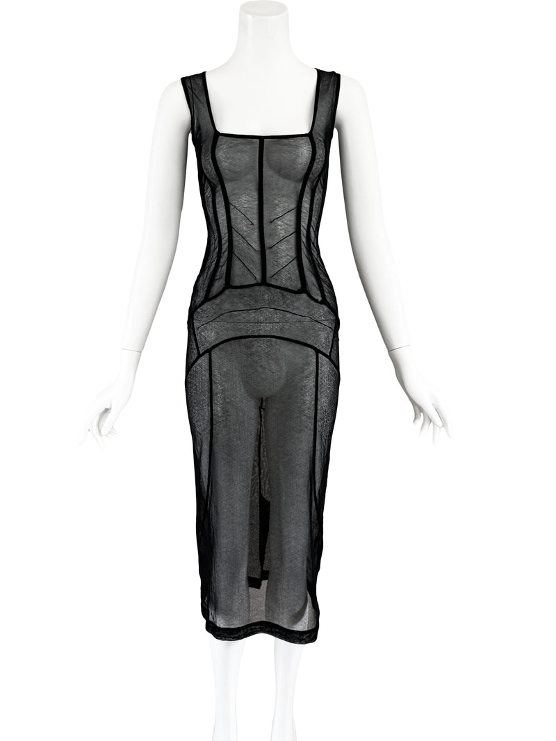 Dolce & Gabbana A/W 1997 Black Mesh Corset Dress