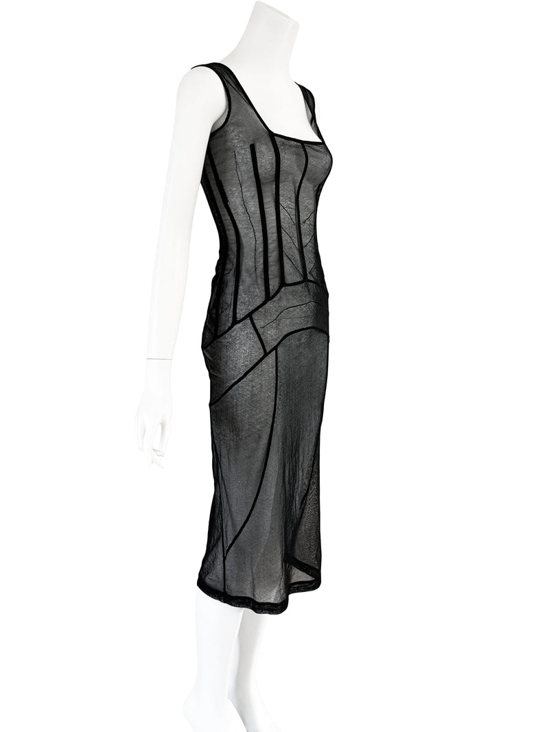 Dolce & Gabbana A/W 1997 Black Mesh Corset Dress