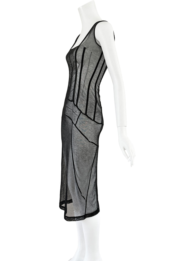 Dolce & Gabbana A/W 1997 Black Mesh Corset Dress