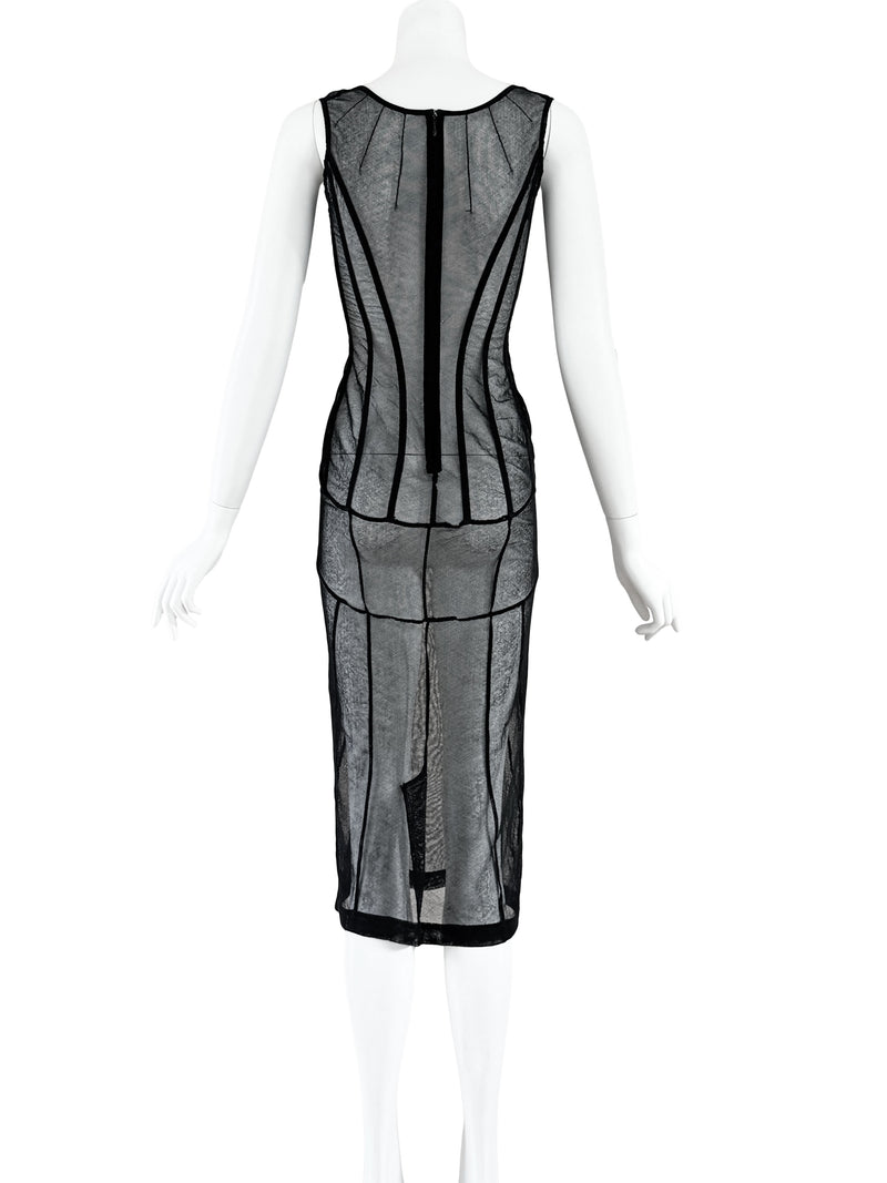 Dolce & Gabbana A/W 1997 Black Mesh Corset Dress