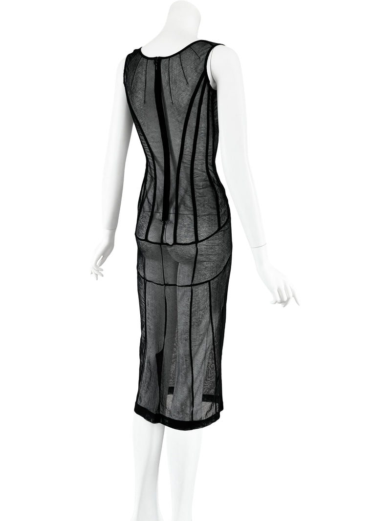 Dolce & Gabbana A/W 1997 Black Mesh Corset Dress