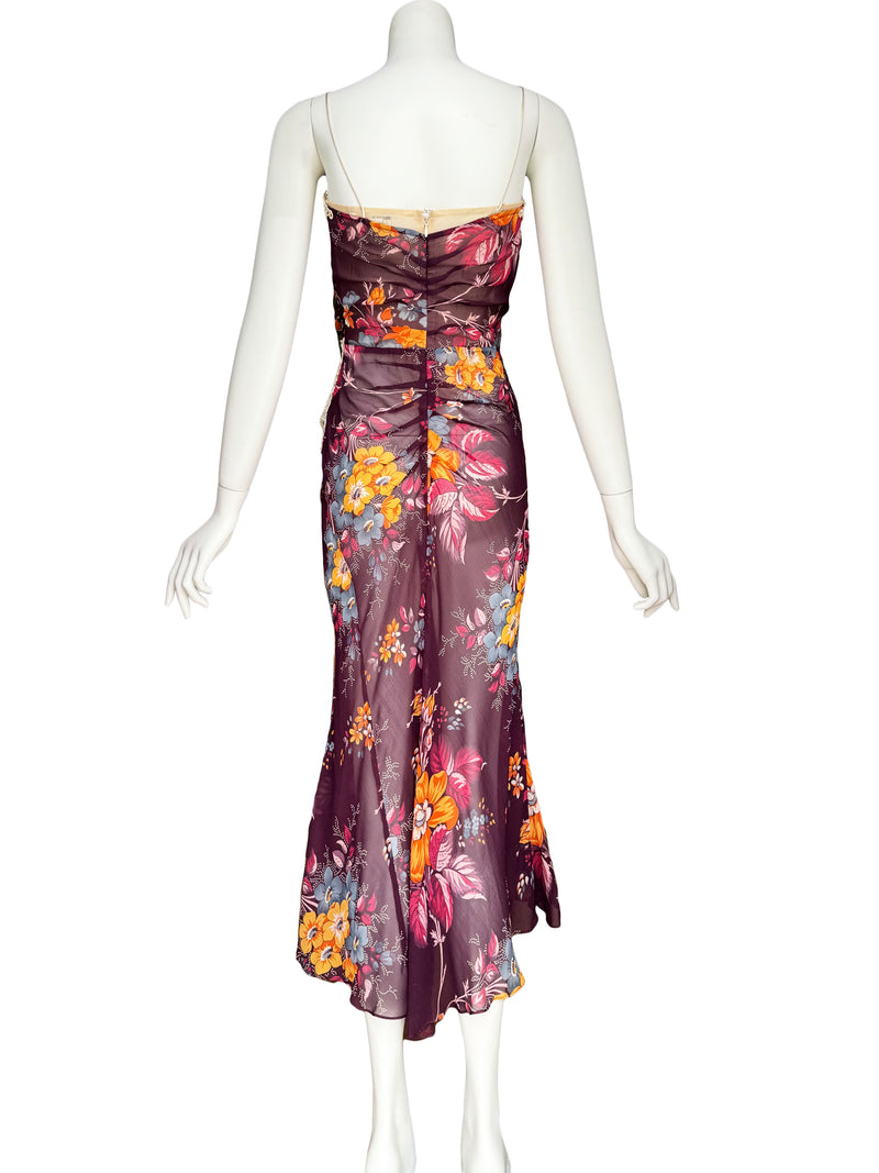 D&G Dolce & Gabbana A/W 2004 Floral Silk Chiffon Dress
