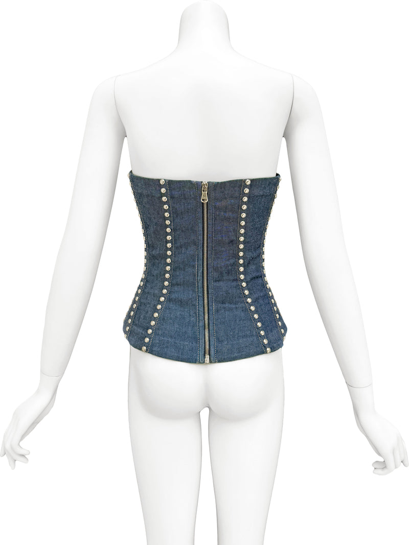 Dolce & Gabbana 1990s Studded Denim Corset Top