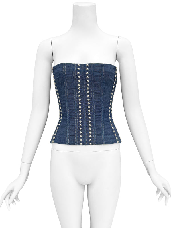 Dolce & Gabbana 1990s Studded Denim Corset Top
