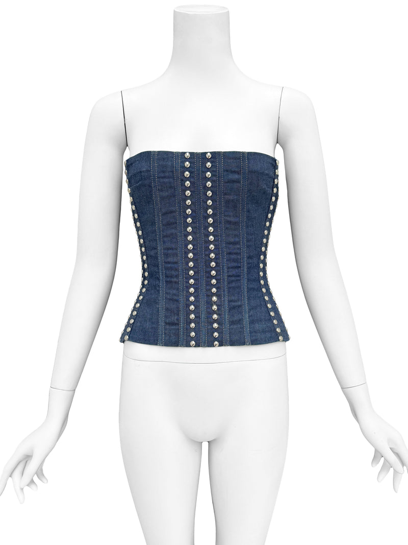 Dolce & Gabbana 1990s Studded Denim Corset Top