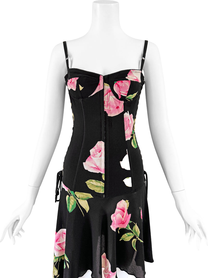 Dolce & Gabbana A/W 2003 Floral Silk Corset Dress