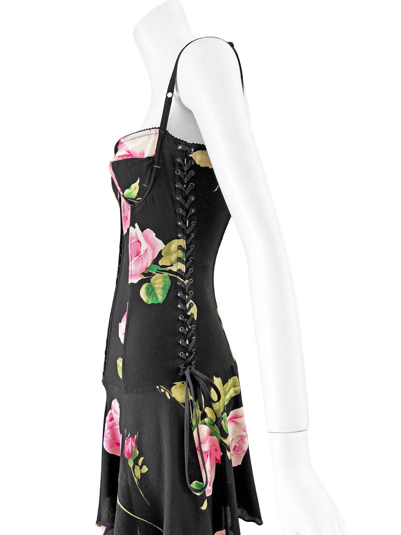Dolce & Gabbana A/W 2003 Floral Silk Corset Dress