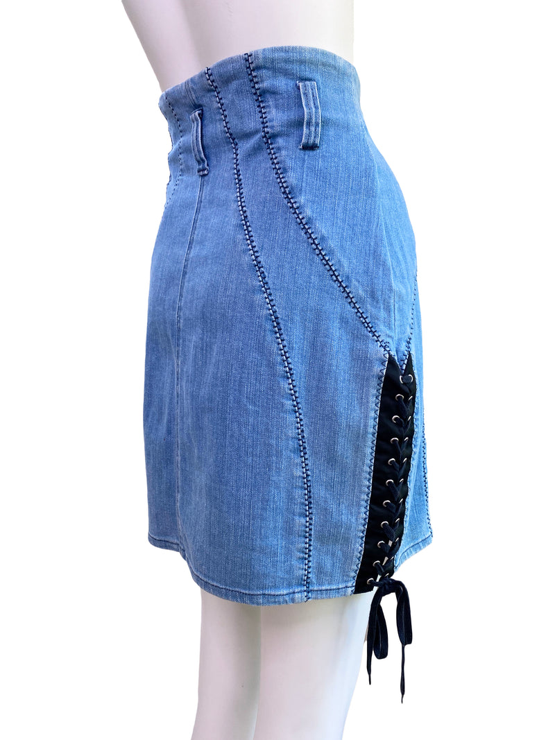 D&G Dolce Gabbana Y2K Denim Corset Skirt