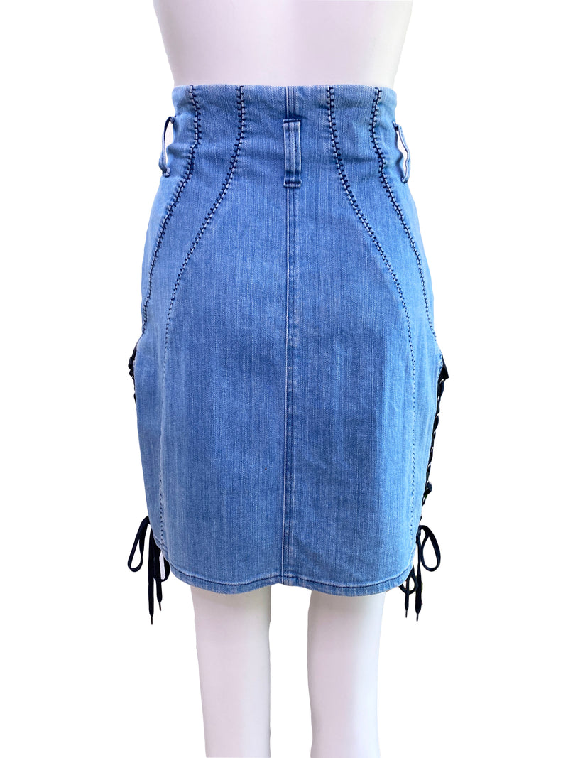 D&G Dolce Gabbana Y2K Denim Corset Skirt