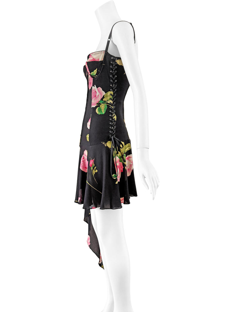 Dolce & Gabbana A/W 2003 Floral Silk Corset Dress